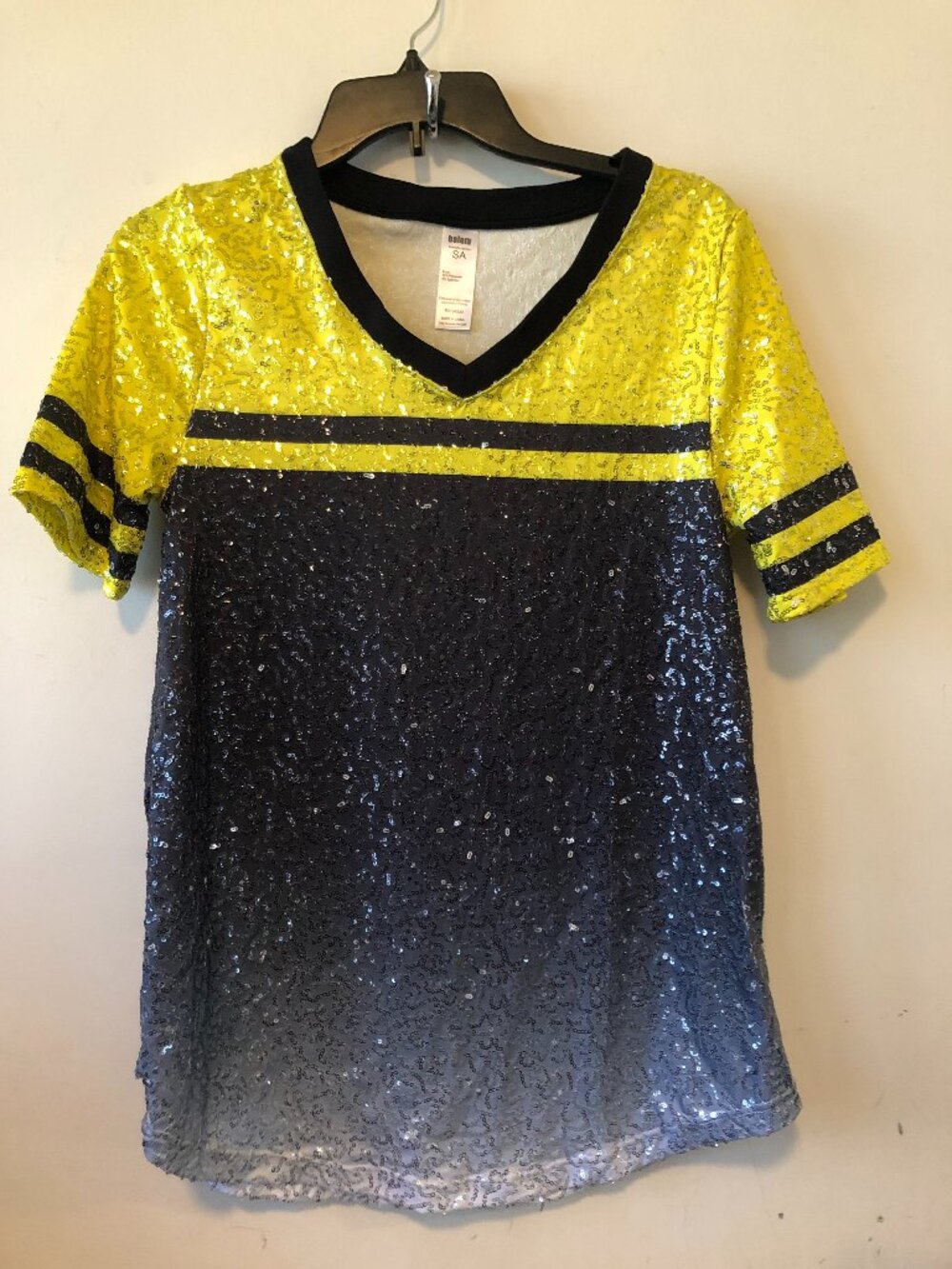 Dance top shirt sports jersey yellow Baseball Pittsburgh Sequin costume